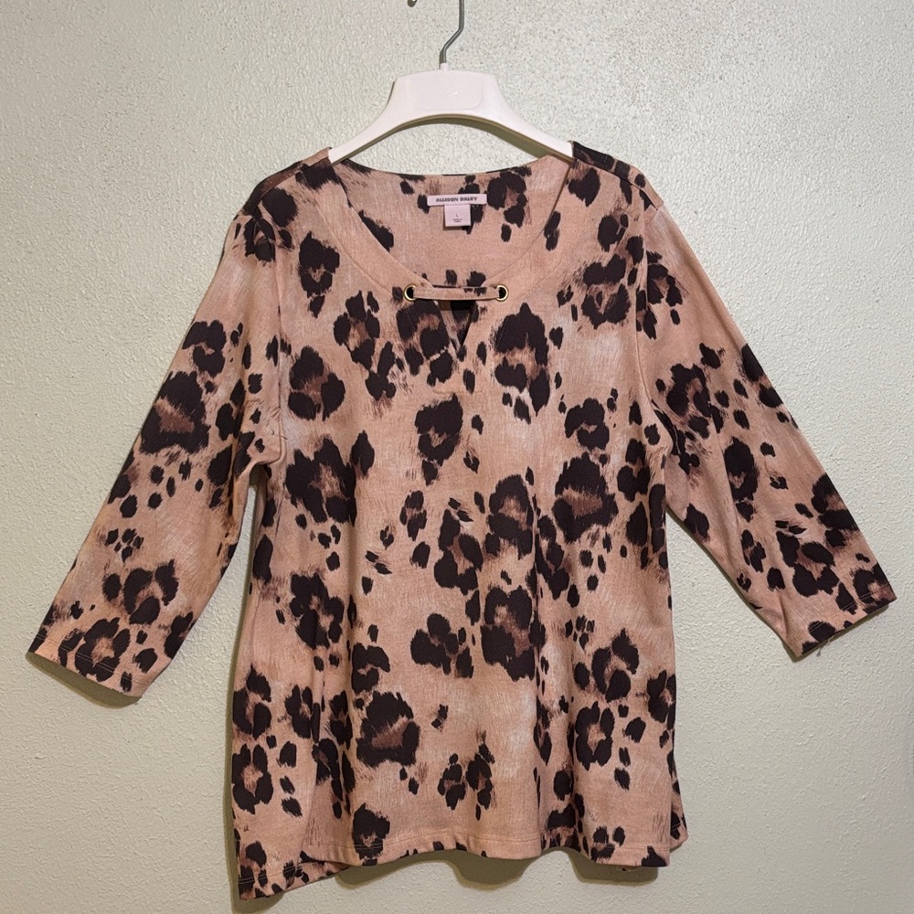 Allison Daley Brown and Black Animal Print Tunic